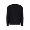 Emporio Armani All-over Jacquard Lettering Cotton Jumper In Black