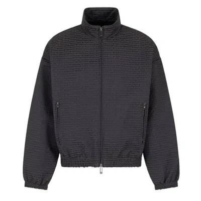 Emporio Armani All-over Jacquard Logo Blouson In Black