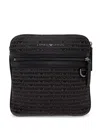 Emporio Armani All-over Lettering Messenger Bag In Grau