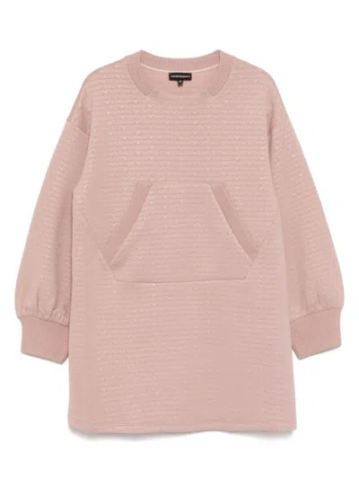 Emporio Armani Kids' All-over Logo Lettering Dress In Pink