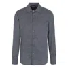 Emporio Armani Printed Stretch-cotton Shirt With Button-down Collar In Black