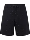 Emporio Armani Allover Logo Cotton Shorts In Black