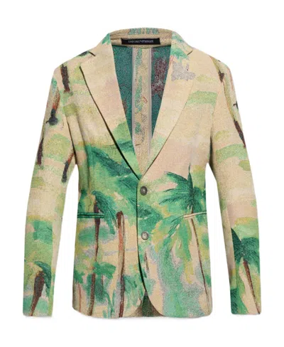 Emporio Armani All-over Print Blazer In Nude