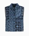 Emporio Armani All-over Print Denim Top In Blue