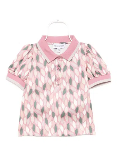 Emporio Armani Babies' All-over Print Polo Shirt In Pink