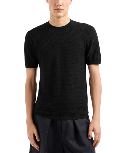 EMPORIO ARMANI ALLOVER JACQUARD SHORT SLEEVE SWEATER