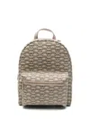 Emporio Armani Logo Print Backpack With Adjustable Straps In Beige