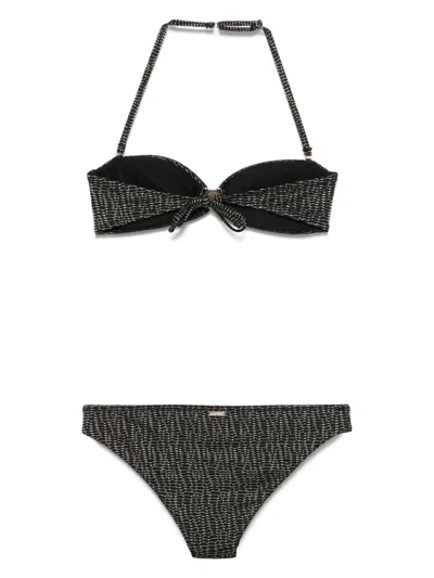Emporio Armani Allover Logo Bikini Set In Black
