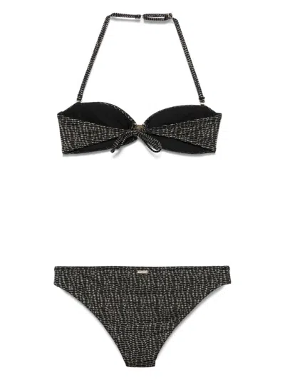 Emporio Armani Allover Logo Bikini Set In Black