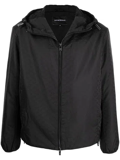 Emporio Armani Allover Logo Blouson Jacket In Black