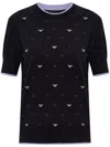 Emporio Armani Jumper With All-over Micro Eagle Embroidery In Multi