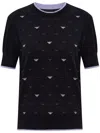 Emporio Armani Jumper With All-over Micro Eagle Embroidery In Multi