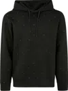 Emporio Armani Double-jersey Hooded Sweatshirt With All-over Micro Eagle Embroidery In Black
