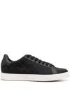 Emporio Armani Nylon Sneakers With Jacquard All-over Eagle In Black