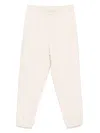 Emporio Armani Logo Print Textured Fabric Sweatpants In Beige