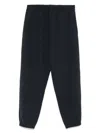 Emporio Armani Logo Print Textured Fabric Sweatpants In Blue