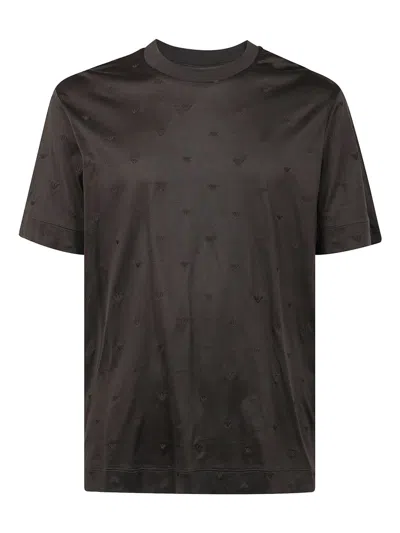 Emporio Armani Allover Logo T-shirt In Brown