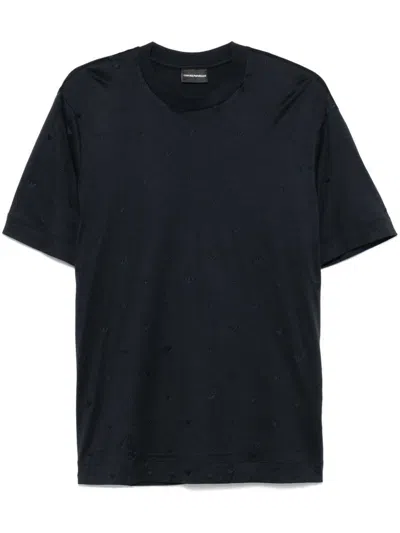 Emporio Armani Asv Silk-blend Jersey V-neck T-shirt In Black