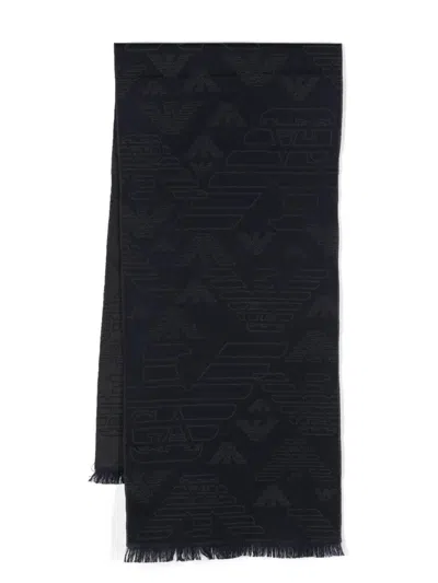 Emporio Armani Allover Logo Wool Scarf
