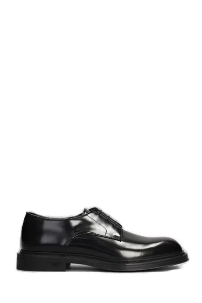 Emporio Armani Derby Shoes In Black