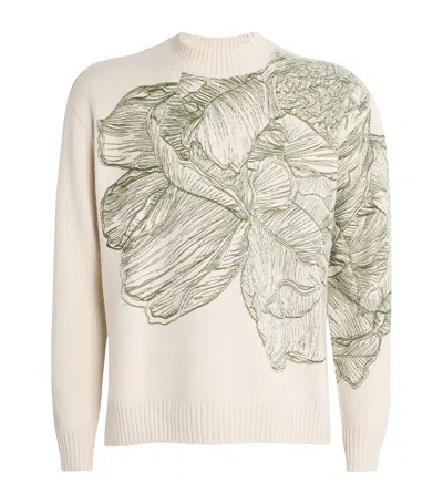 Emporio Armani Alpaca-blend Floral Sweater In Black