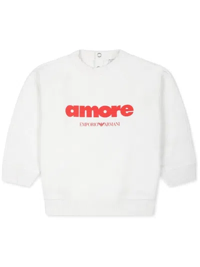 Emporio Armani Babies' Amore Crew-neck Sweatshirt In White