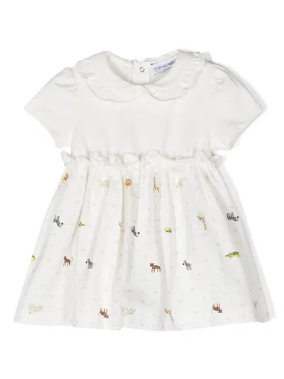 Emporio Armani Babies' Animal-print Cotton Dress In White