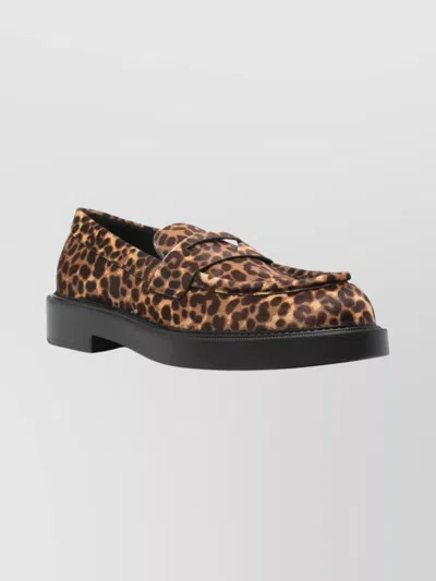 EMPORIO ARMANI ANIMAL PRINT LOW BLOCK HEEL LOAFERS