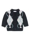 Emporio Armani Argyle-pattern Cardigan In Black