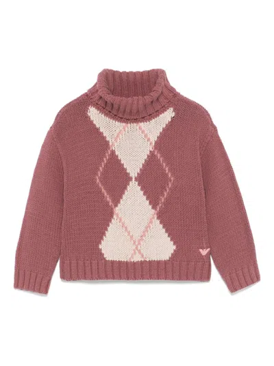 Emporio Armani Kids' Cotton-blend Rollneck Sweater (6-14 Years) In Pink