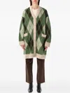 Emporio Armani Long Argyle Pattern Jacket Front Pockets In Green