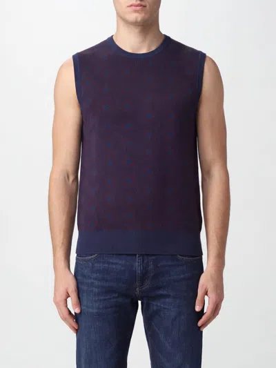 Emporio Armani Argyle Virgin Wool And Cashmere Crewneck Knitted Slipover In 黑色