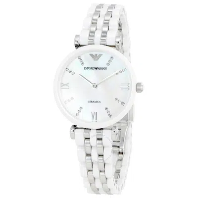 Emporio Armani Armani Ceramica Mother Of Pearl Dial Ladies Watch Ar1488 In Yellow