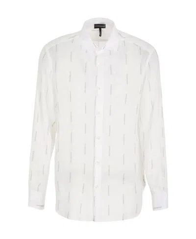 Emporio Armani Armani Sustainability Values Logo Long-sleeved Shirt In White