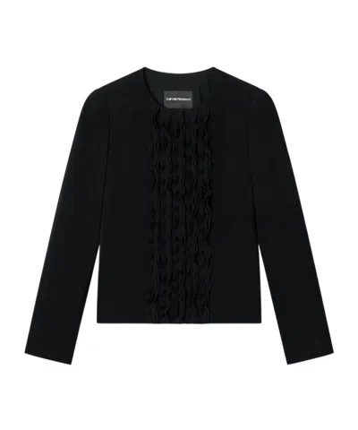 Emporio Armani Ruffled Front Jacket In Black