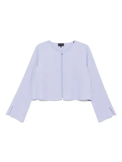 Emporio Armani Jacquard Sustainable Viscose Bolero Jacket In Purple
