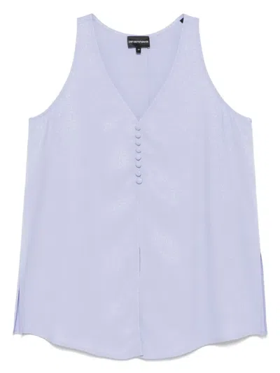 Emporio Armani Jacquard Sustainable Viscose Top In Purple