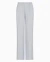Emporio Armani Armure Viscose Trousers With An Elasticated Waist In Light Blue