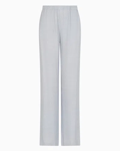Emporio Armani Armure Viscose Trousers With An Elasticated Waist In Light Blue