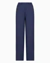 Emporio Armani Armure Viscose Trousers With An Elasticated Waist In Navy Blue