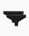 Emporio Armani Asv 2er-pack Brazilian Slips Aus Iconic Bio-baumwolle Mit Logo-band In Black