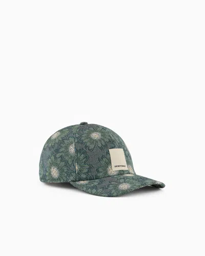 Emporio Armani Asv Baseball Cap With All-over Daisy Jacquard Motif From The Peace Capsule Collection