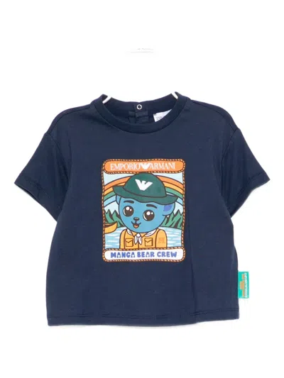 Emporio Armani Babies' Asv Bear-print T-shirt In Blue