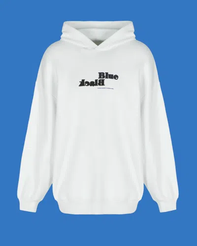 Emporio Armani Asv Black Blue Capsule Collection Lettering Organic-jersey Oversize Hooded Sweatshirt In White