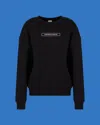 Emporio Armani Asv Black Blue Capsule Collection Organic-jersey Sweatshirt With Embroidery And Print In Black