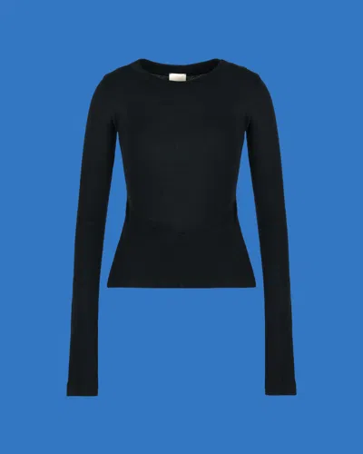 Emporio Armani Asv Black Blue Capsule Collection Organic-wool Jumper With Cut-out On The Back