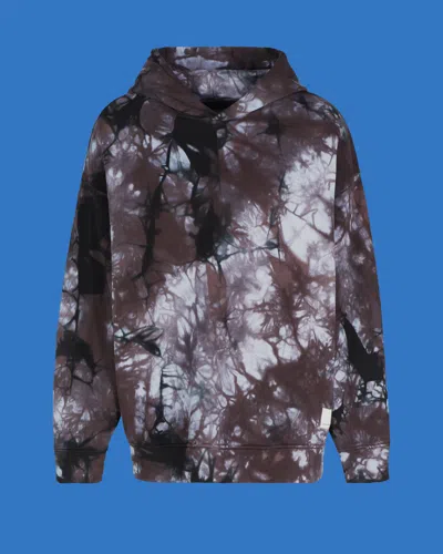 Emporio Armani Asv Black Blue Capsule Collection Oversize Organic-jersey Hooded Tie-dye Print Sweatshirt In Patterned
