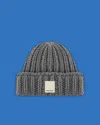 Emporio Armani Asv Black Blue Capsule Collection Ribbed Wool Beanie In Grey