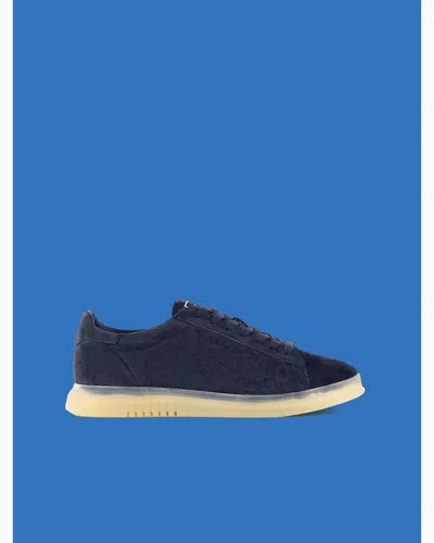 Emporio Armani Asv Black Blue Capsule Collection Suede Sneakers