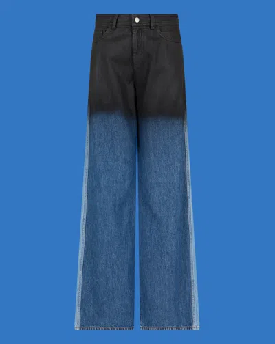 Emporio Armani Asv Black Blue Capsule Collection Washed Organic-denim Jeans In Patterned
